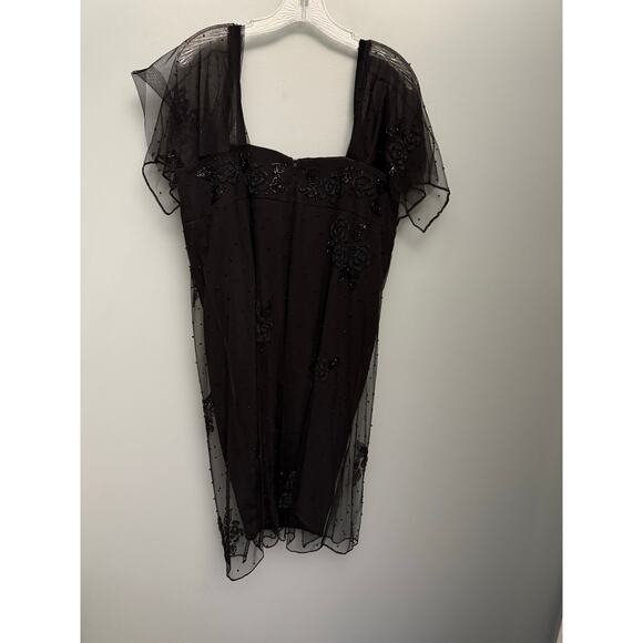 Vintage Jovani Beaded Mesh Black knee length cocktail Dress Sz 8 y2k prom party - Picture 4 of 6